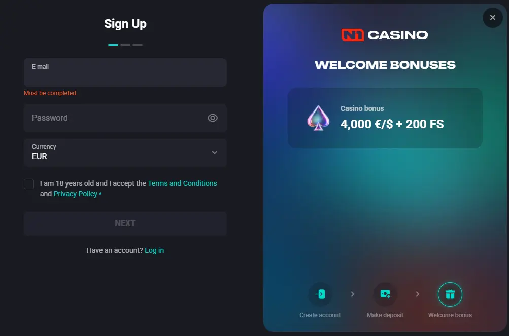 N1 Casino Register